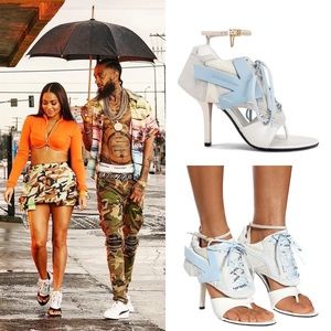 Off-White Runner 100 Hybrid Leather Sneaker Sandals in Baby Blue & White
